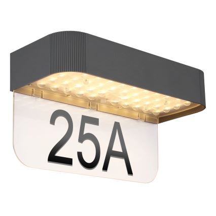 Globo - LED saules mājas numura apgaismojums, 6W/3,7V, IP54, 1800 mAh