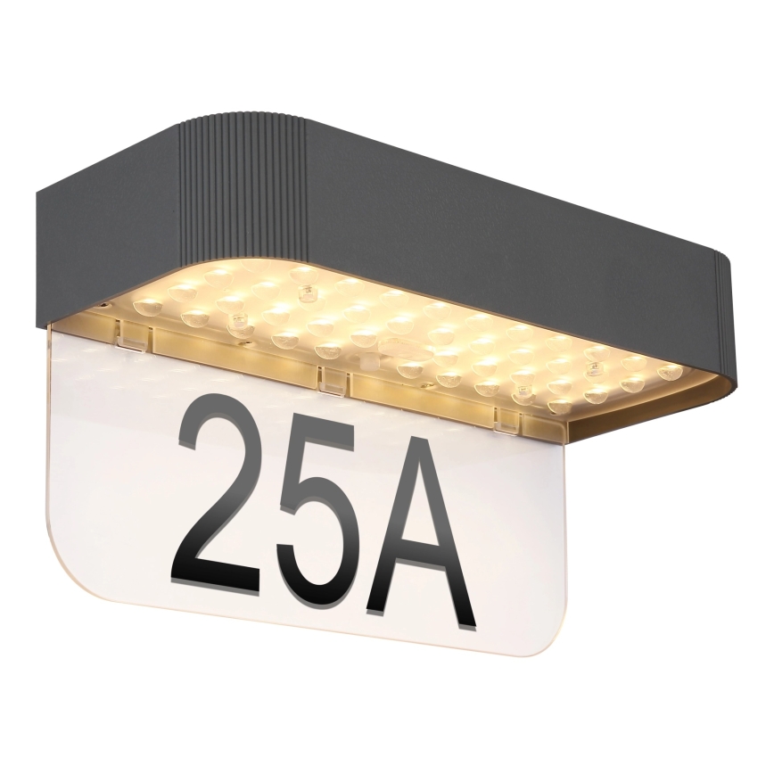 Globo - LED saules mājas numura apgaismojums, 6W/3,7V, IP54, 1800 mAh