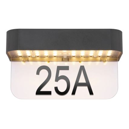 Globo - LED saules mājas numura apgaismojums, 6W/3,7V, IP54, 1800 mAh