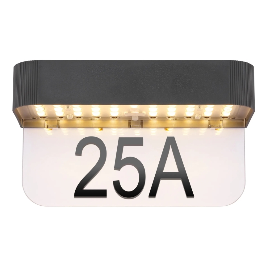 Globo - LED saules mājas numura apgaismojums, 6W/3,7V, IP54, 1800 mAh