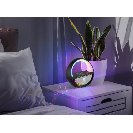 Globo - RGB LED skārienjūtīga uzlādējamā galda lampa ar skaļruni un bezvadu QI uzlādi LED/3,5W/5V 1800 mAh