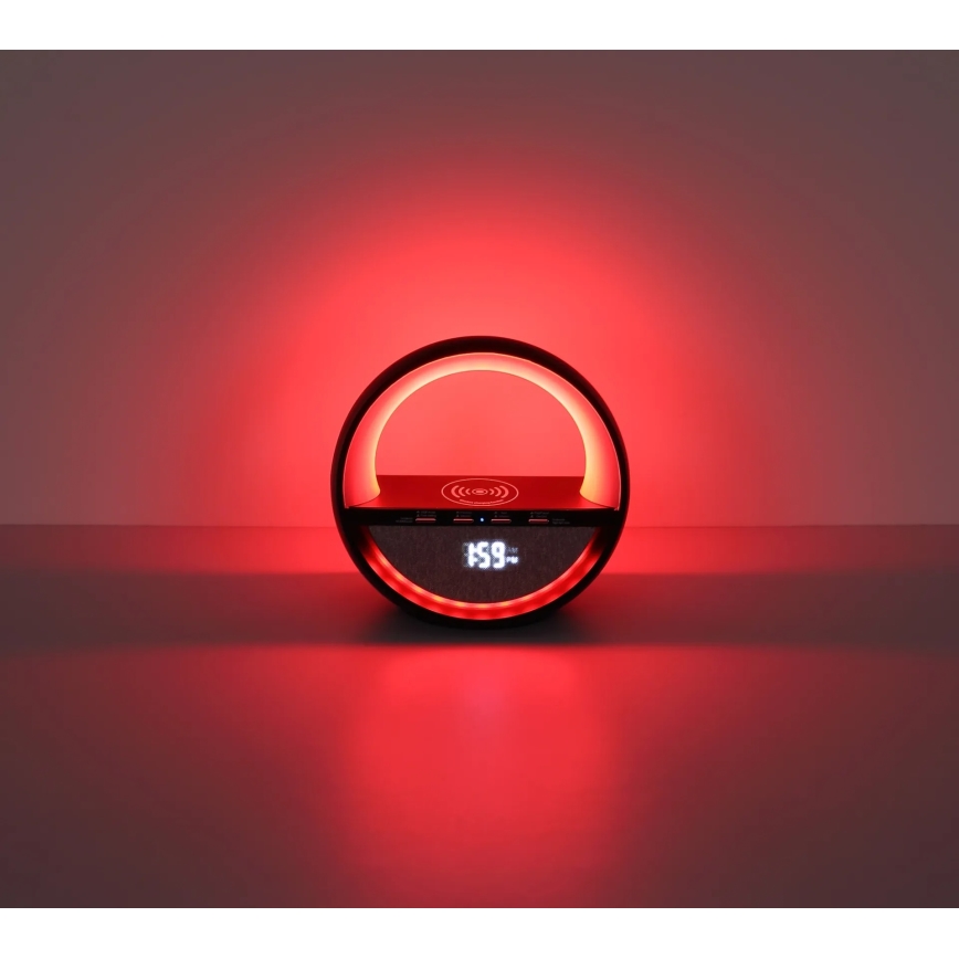 Globo - RGB LED skārienjūtīga uzlādējamā galda lampa ar skaļruni un bezvadu QI uzlādi LED/3,5W/5V 1800 mAh