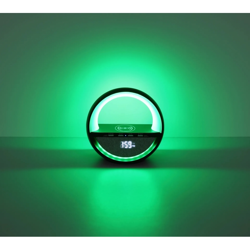 Globo - RGB LED skārienjūtīga uzlādējamā galda lampa ar skaļruni un bezvadu QI uzlādi LED/3,5W/5V 1800 mAh