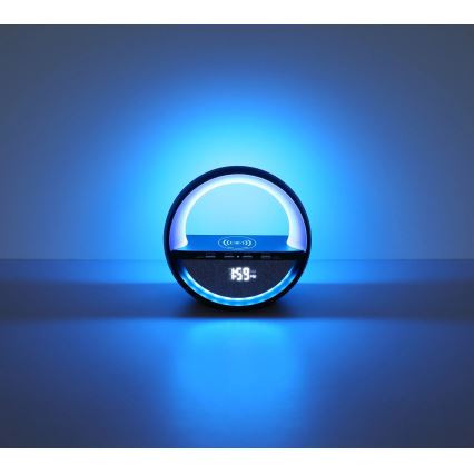 Globo - RGB LED skārienjūtīga uzlādējamā galda lampa ar skaļruni un bezvadu QI uzlādi LED/3,5W/5V 1800 mAh