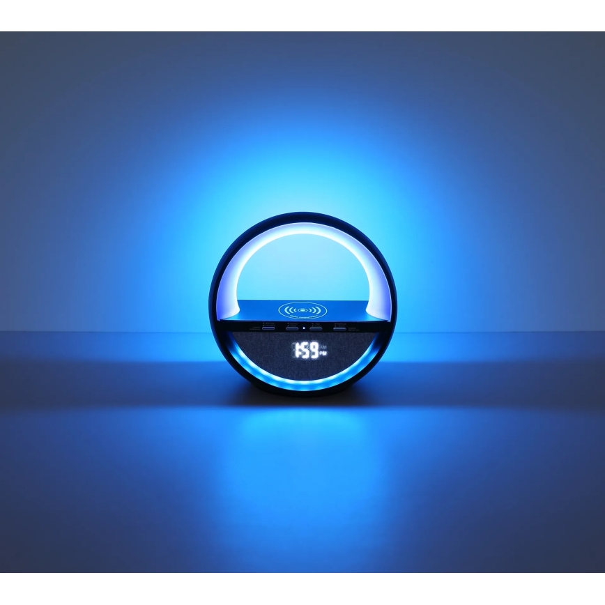 Globo - RGB LED skārienjūtīga uzlādējamā galda lampa ar skaļruni un bezvadu QI uzlādi LED/3,5W/5V 1800 mAh