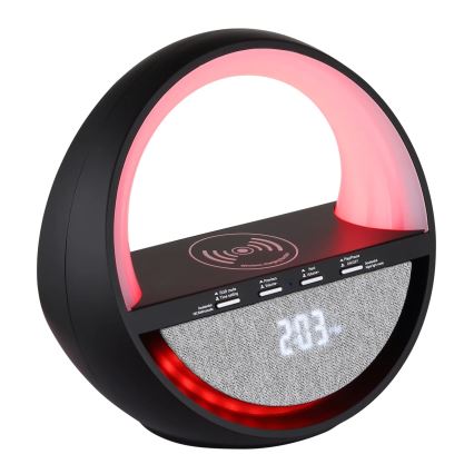 Globo - RGB LED skārienjūtīga uzlādējamā galda lampa ar skaļruni un bezvadu QI uzlādi LED/3,5W/5V 1800 mAh