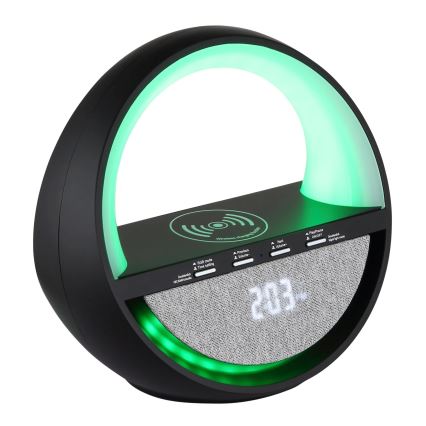 Globo - RGB LED skārienjūtīga uzlādējamā galda lampa ar skaļruni un bezvadu QI uzlādi LED/3,5W/5V 1800 mAh