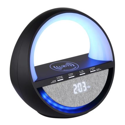 Globo - RGB LED skārienjūtīga uzlādējamā galda lampa ar skaļruni un bezvadu QI uzlādi LED/3,5W/5V 1800 mAh
