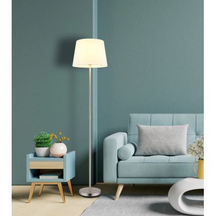 Globo - Grīdas lampa 1xE27/40W/230V balta/matēta hroma apdare