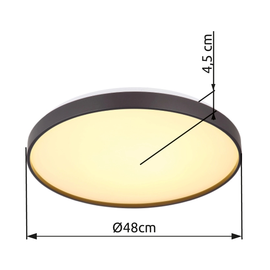 Globo - LED Griestu lampa LED/24W/230V d. 48 cm antracīta