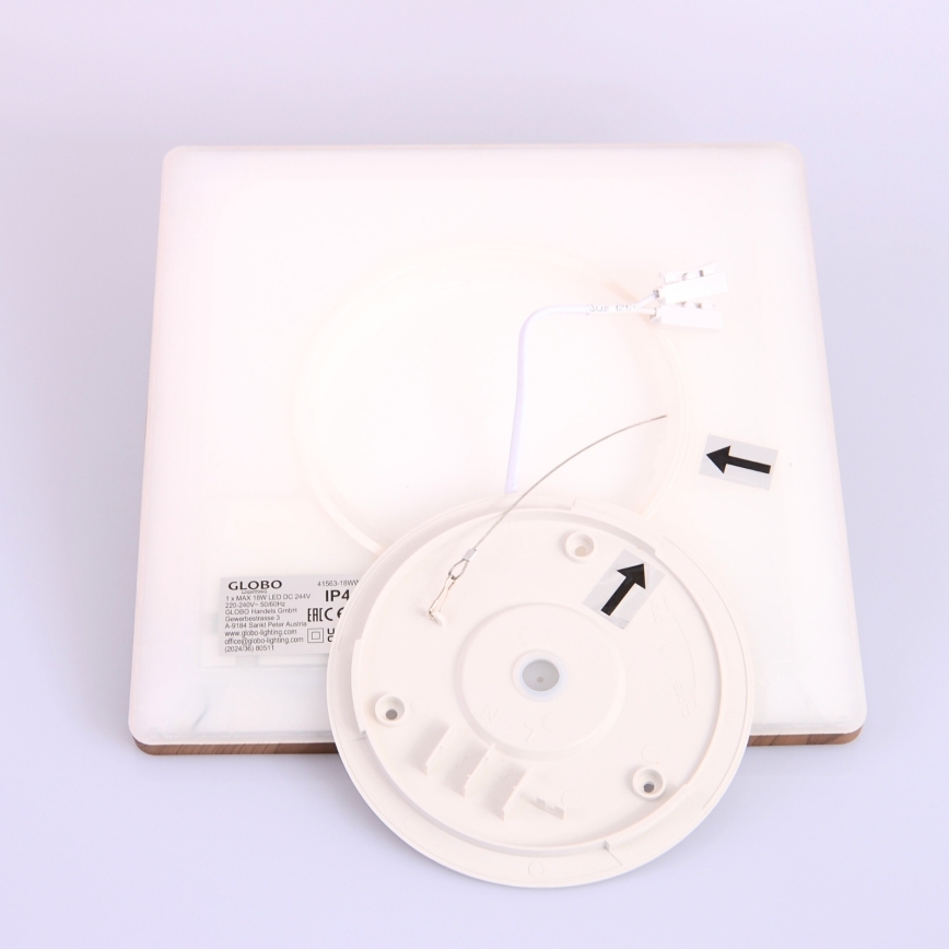 Globo - LED Aptumšojama vannas istabas griestu lampa LED/18W/230V 29,4x29,4 cm IP44 brūna