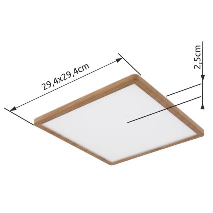 Globo - LED Aptumšojama vannas istabas griestu lampa LED/18W/230V 29,4x29,4 cm IP44 brūna