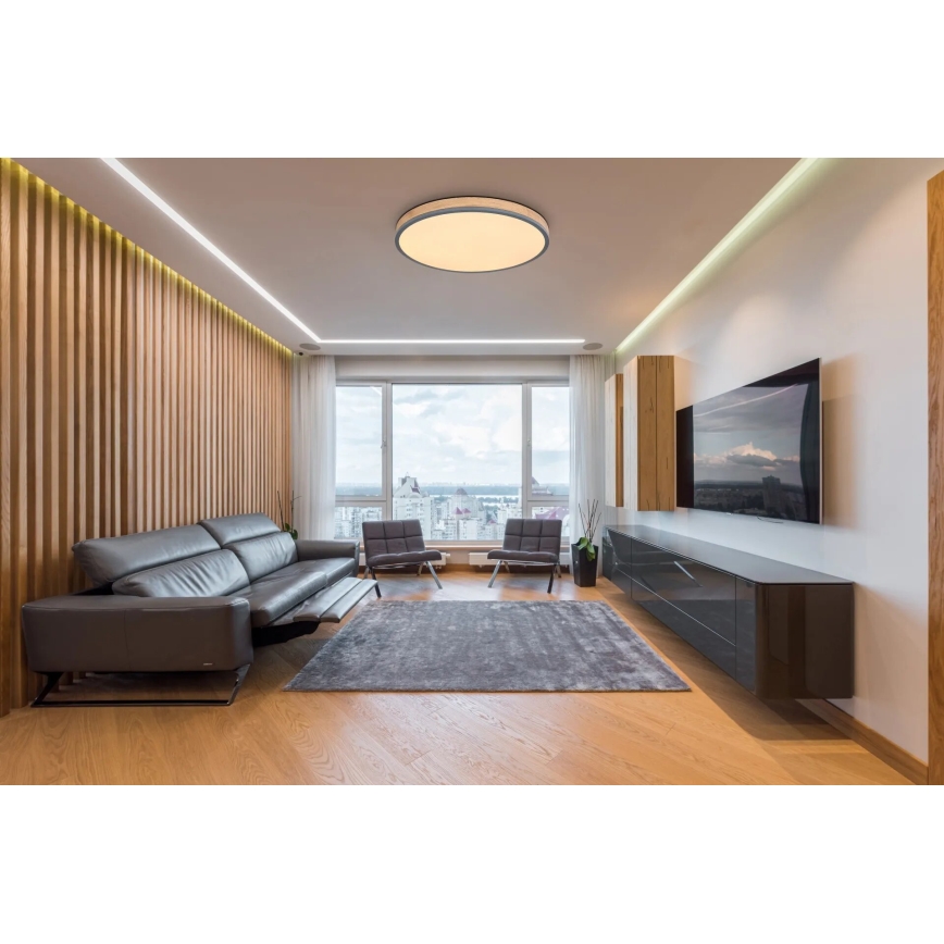 Globo - LED Aptumšojama griestu lampa LED/40W/230V 2700-6500K d. 60 cm + tālvadības pults brūna/pelēka