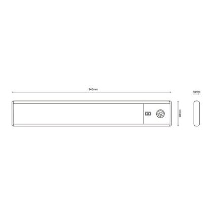 Globo - LED Aptumšojama uzlādējams zem virtuves skapīša lampa LED/1,4W/5V 4000K 1100 mAh 24 cm