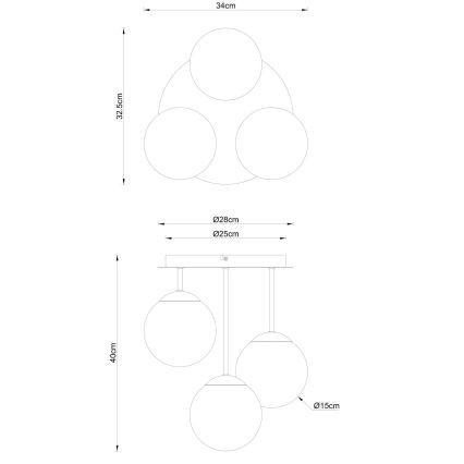 Globo - Virsmas piestiprināma griestu lampa 3xE14/25W/230V, misiņš