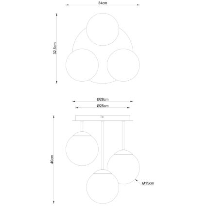 Globo - Virsmas montējams griestu lustrs 3xE14/25W/230V melns