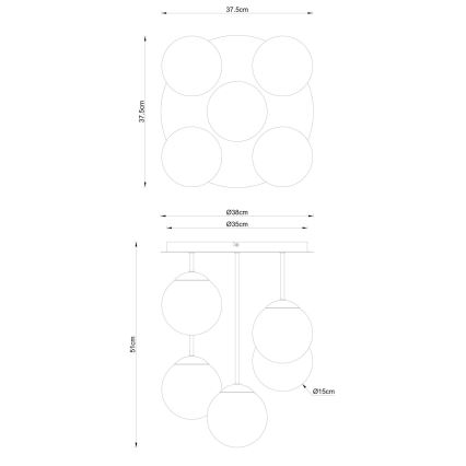 Globo - Piestiprināma griestu lustra 5xE14/25W/230V melna