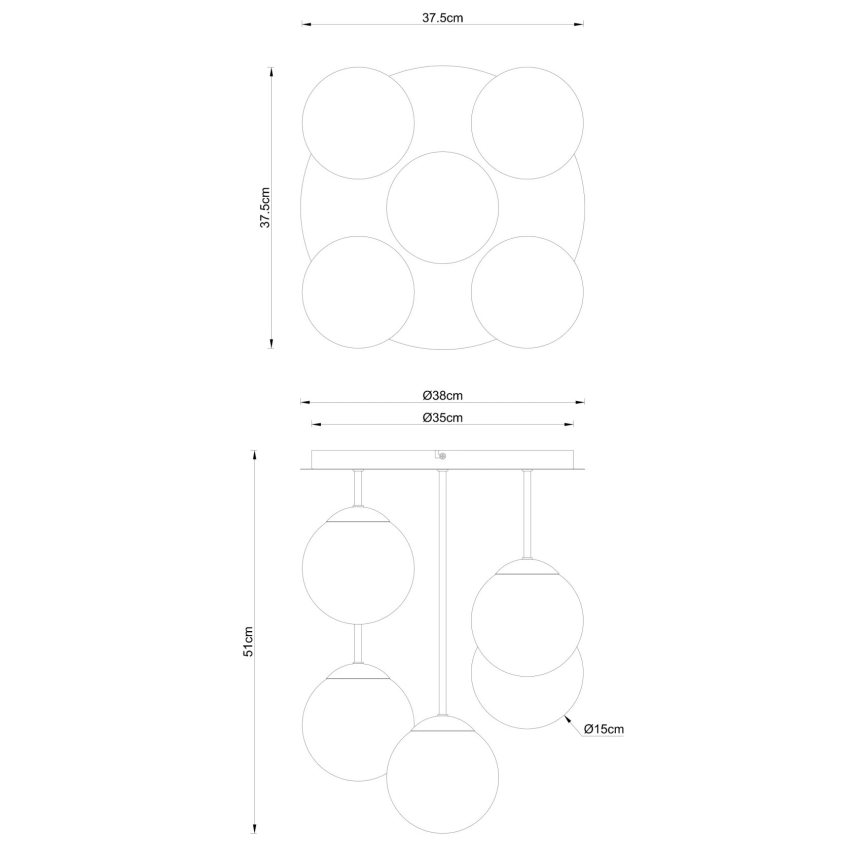 Globo - Piestiprināma griestu lustra 5xE14/25W/230V melna