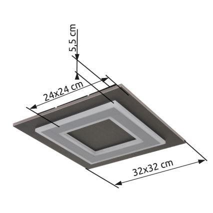 Globo - LED Griestu lampa LED/24W/230V 3000K 32x32 cm antracīta