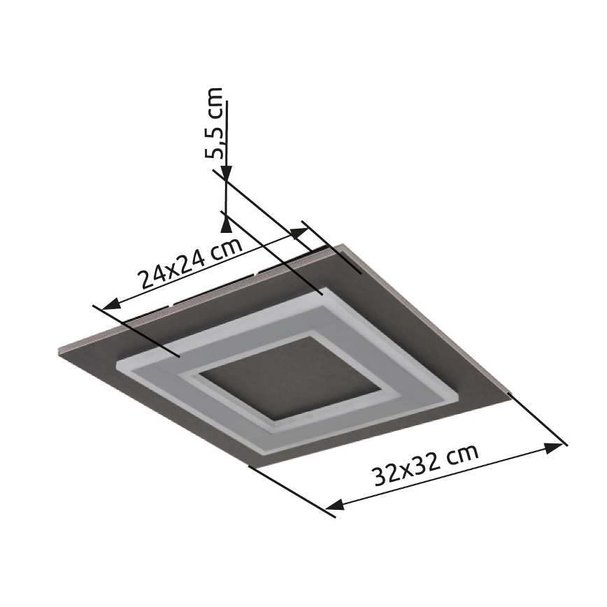 Globo - LED Griestu lampa LED/24W/230V 3000K 32x32 cm antracīta