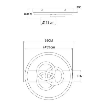 Globo - Regulējams LED griestu gaismeklis, 40 W, 230 V, 2700–6500 K, izm. 35×33 cm, bēšs, ar tālvadības pulti