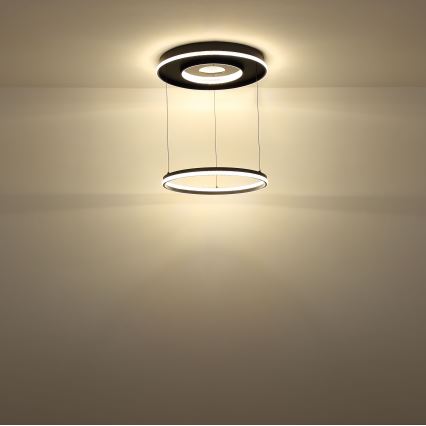 Globo - LED regulējams lustra ar kabeli LED/54W/230V 2700-6500K diametrs 60 cm melns + tālvadības pults