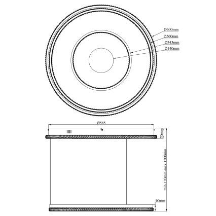Globo - LED regulējams lustra ar kabeli LED/54W/230V 2700-6500K diametrs 60 cm melns + tālvadības pults