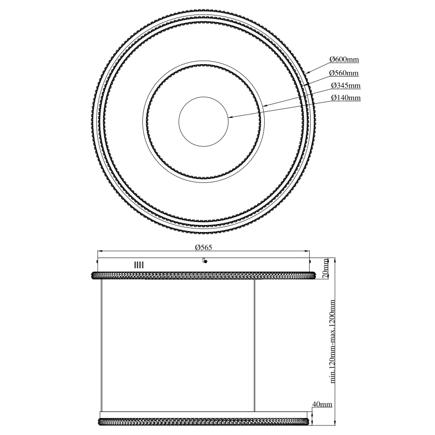 Globo - LED regulējams lustra ar kabeli LED/54W/230V 2700-6500K diametrs 60 cm melns + tālvadības pults