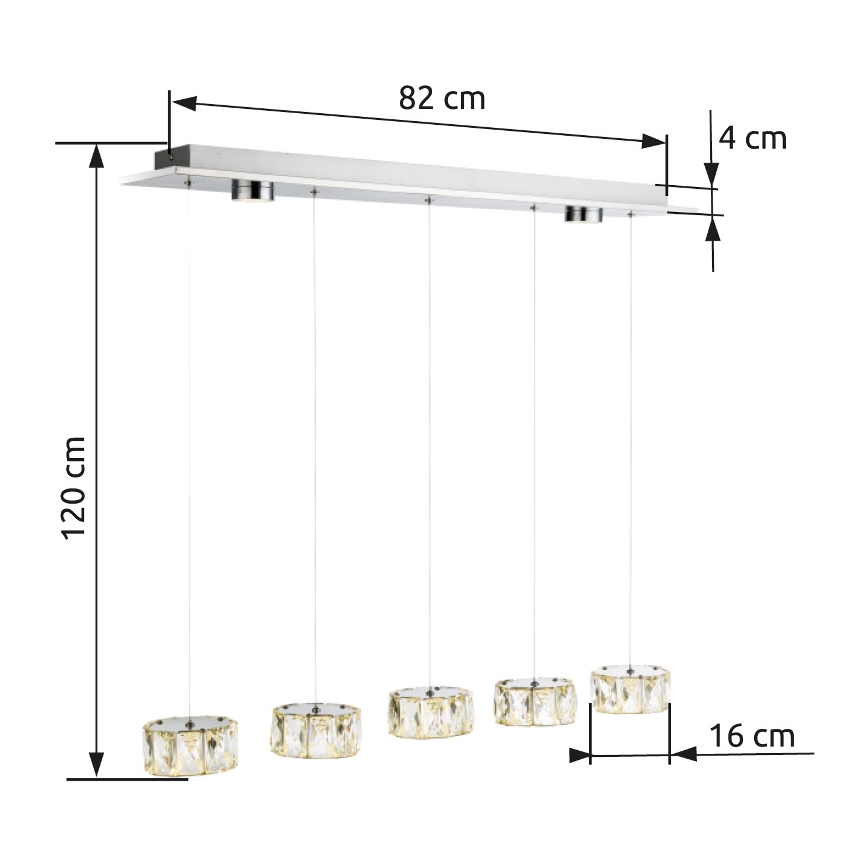Globo - LED Lustra ar auklu LED/52W/230V 4000K spīdīgi hromēts/caurspīdīga