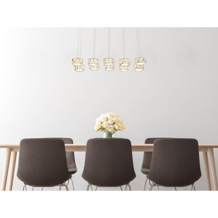 Globo - LED Lustra ar auklu LED/92W/230V 4000K spīdīgi hromēts/caurspīdīga
