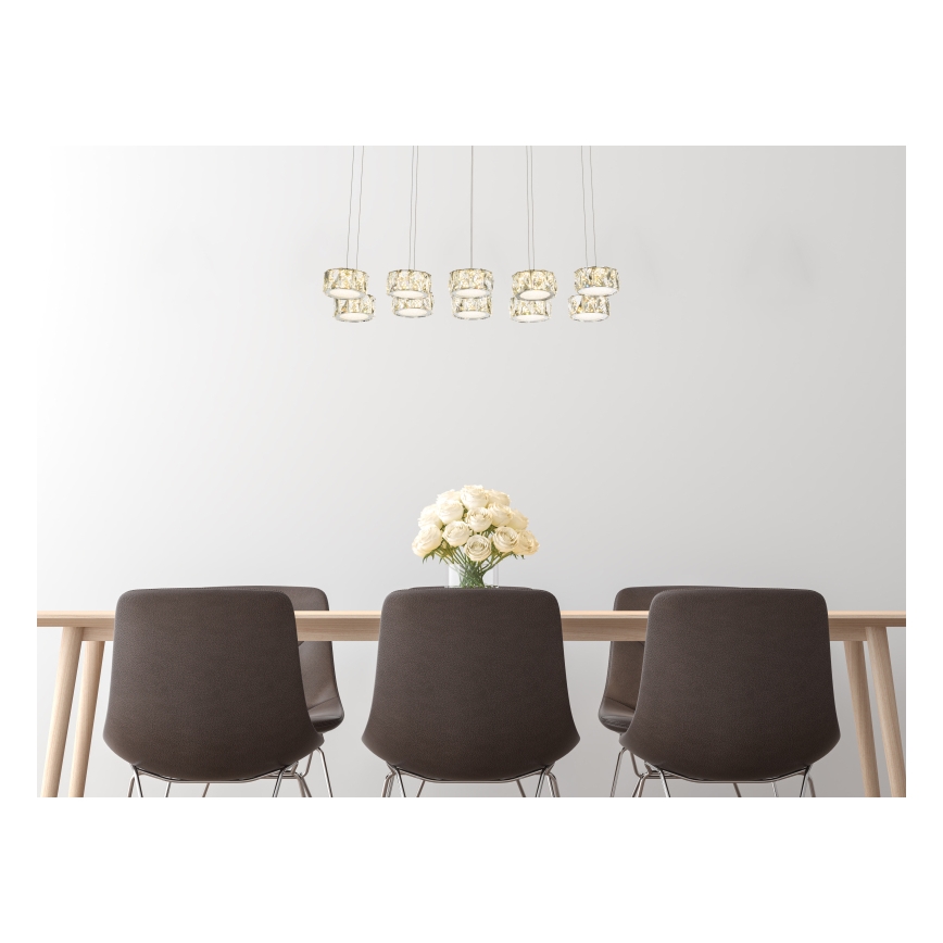 Globo - LED Lustra ar auklu LED/92W/230V 4000K spīdīgi hromēts/caurspīdīga