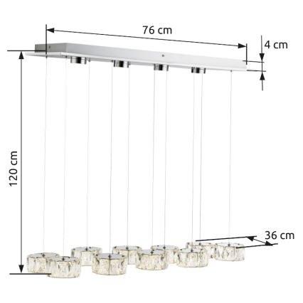 Globo - LED Lustra ar auklu LED/92W/230V 4000K spīdīgi hromēts/caurspīdīga
