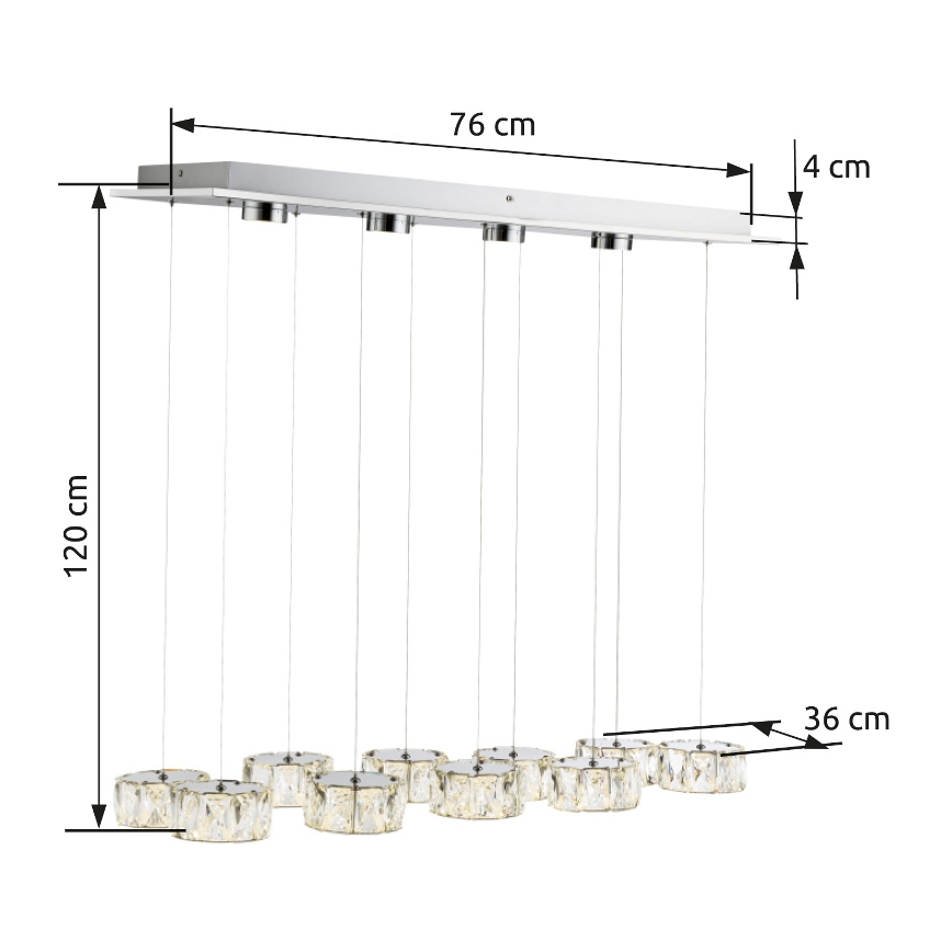 Globo - LED Lustra ar auklu LED/92W/230V 4000K spīdīgi hromēts/caurspīdīga