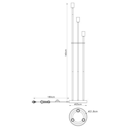 Globo - Grīdas lampa 3xE27/60W/230V