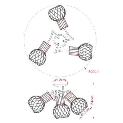 Globo - Pieliekama lustra 3xE27/40W/230V