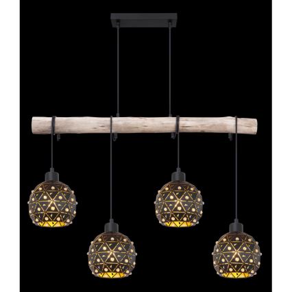 Globo 54029-4H - Lustrs uz troses JODIE 4xE27/40W/230V bēšs/melns