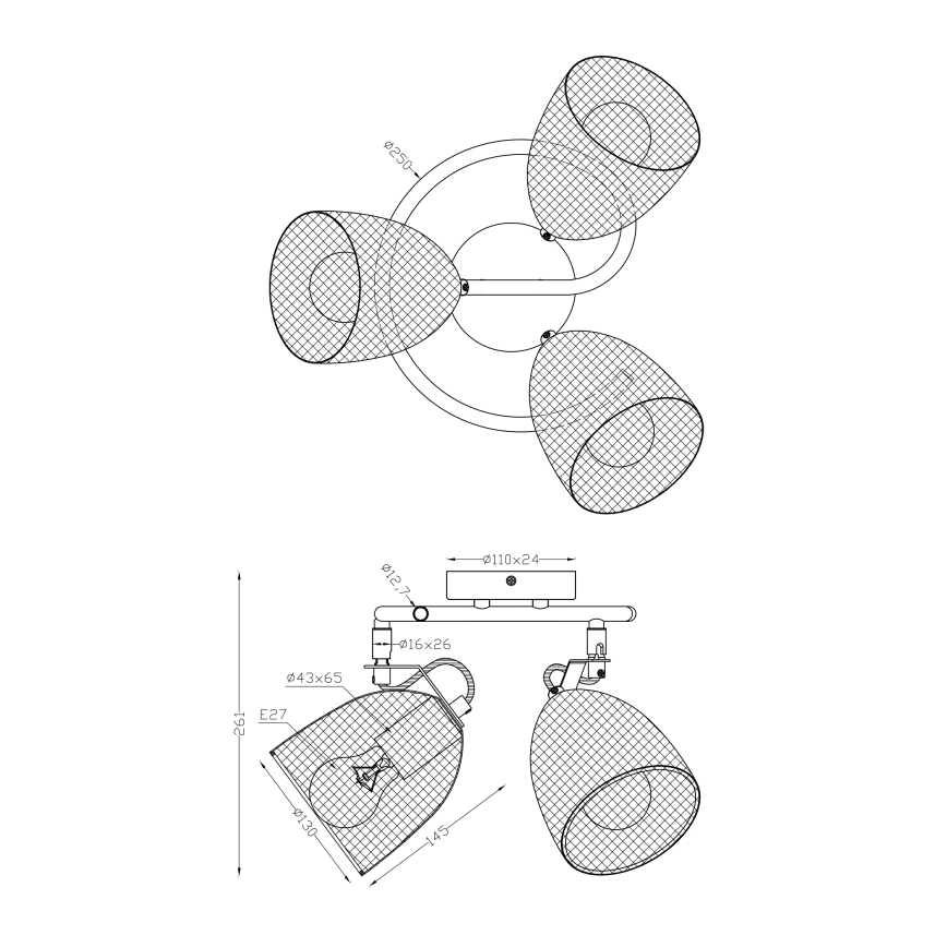 Globo - Starmetis 3xE27/60W/230V