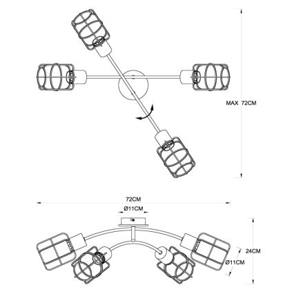 Globo - virsmas stiprināma griestu lustra 4xE27/40W/230V
