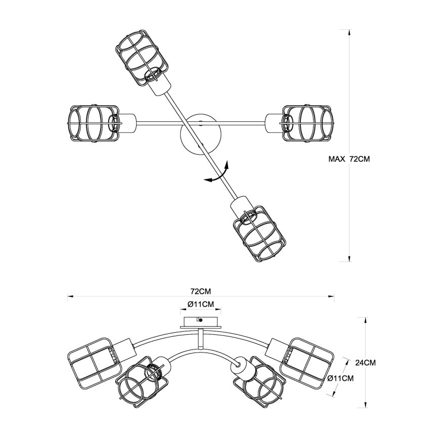 Globo - virsmas stiprināma griestu lustra 4xE27/40W/230V