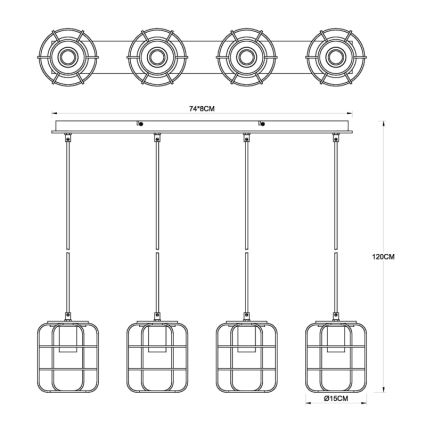 Globo - Piekaramā lustra uz troses 4xE27/40W/230V