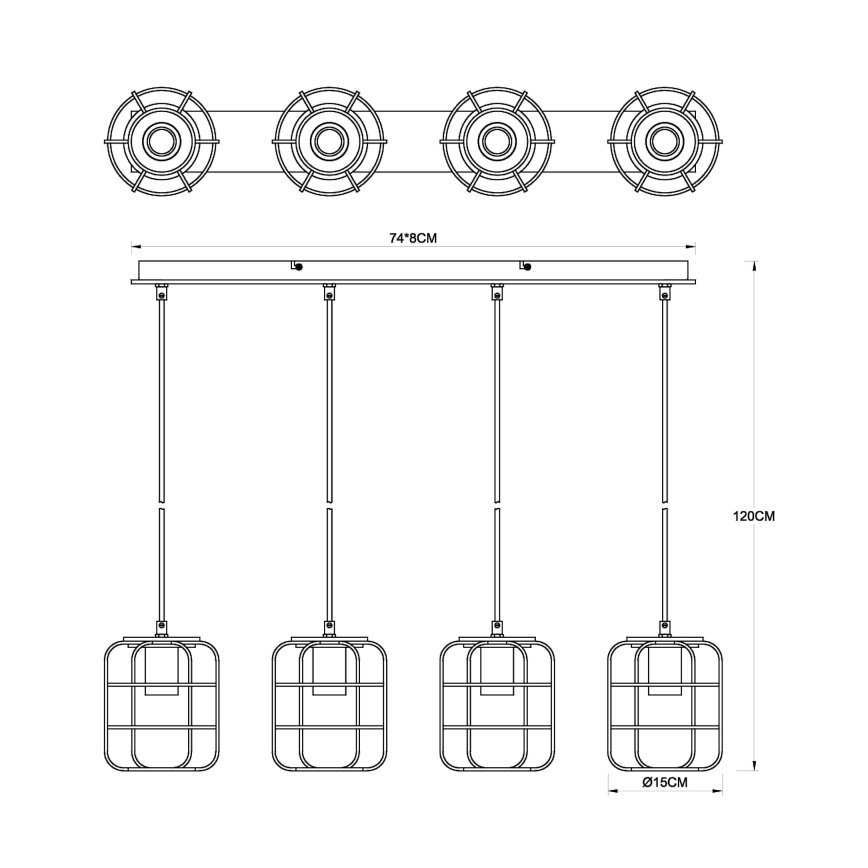 Globo - Piekaramā lustra uz troses 4xE27/40W/230V