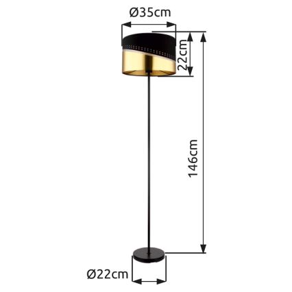 Globo - Grīdas stāvlampa 1xE27/60W/230V d. 35 cm melna/zelta