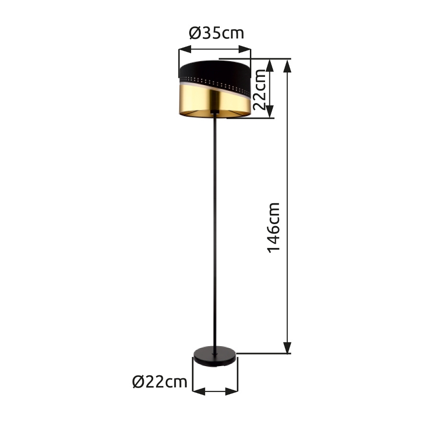 Globo - Grīdas stāvlampa 1xE27/60W/230V d. 35 cm melna/zelta