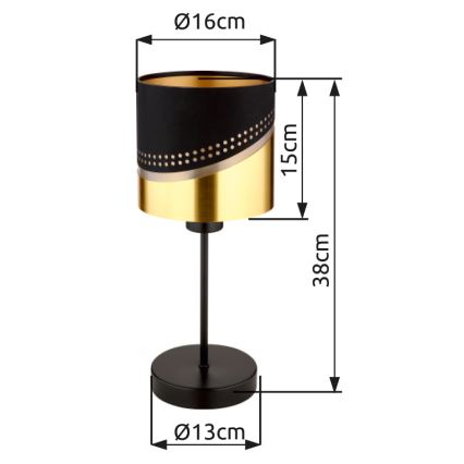 Globo - Galda lampa 1xE27/40W/230V d. 16 cm melna/zelta