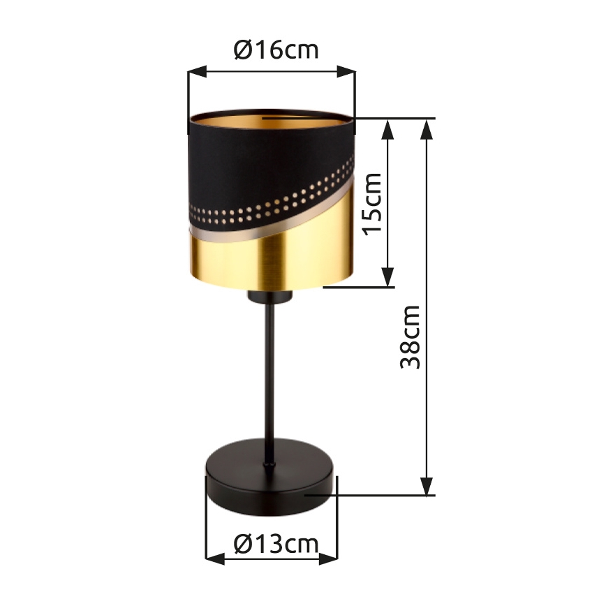 Globo - Galda lampa 1xE27/40W/230V d. 16 cm melna/zelta