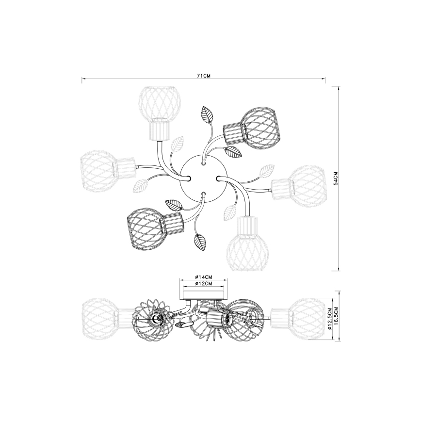 Globo - Pieliekama lustra 6xE27/40W/230V