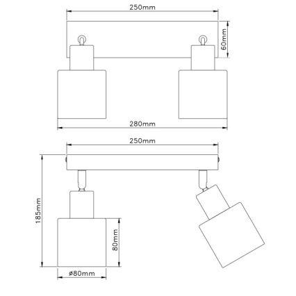 Globo - Virziena gaismeklis 2xE14/25W/230V