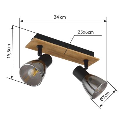 Globo - Sienas starmetis 2xE14/40W/230V melns/koka
