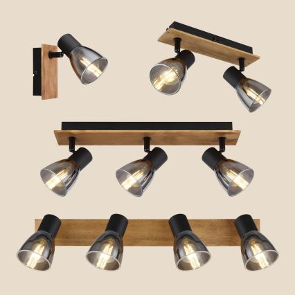 Globo - Sienas starmetis 2xE14/40W/230V melns/koka