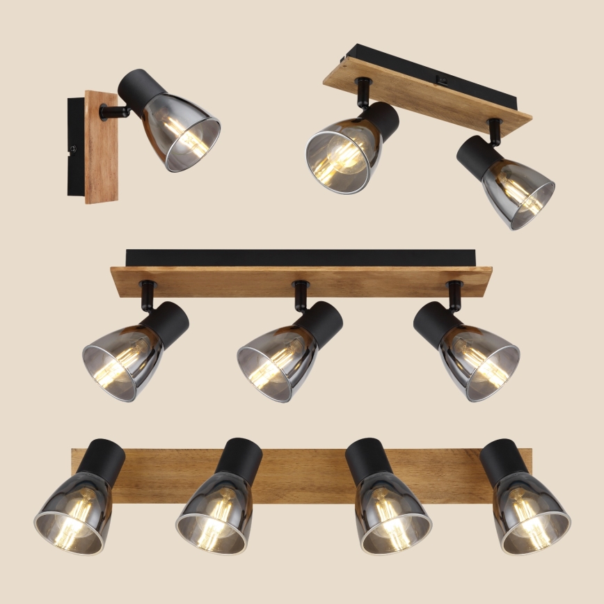 Globo - Sienas starmetis 2xE14/40W/230V melns/koka